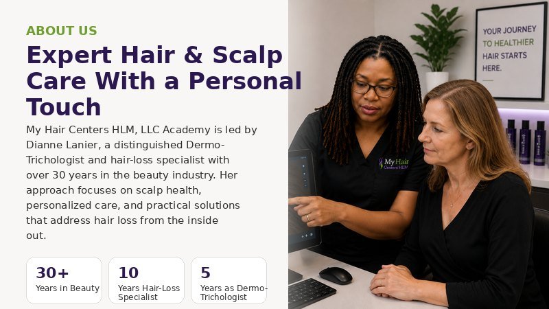Dianne Lanier reviewing a scalp analysis with a client
