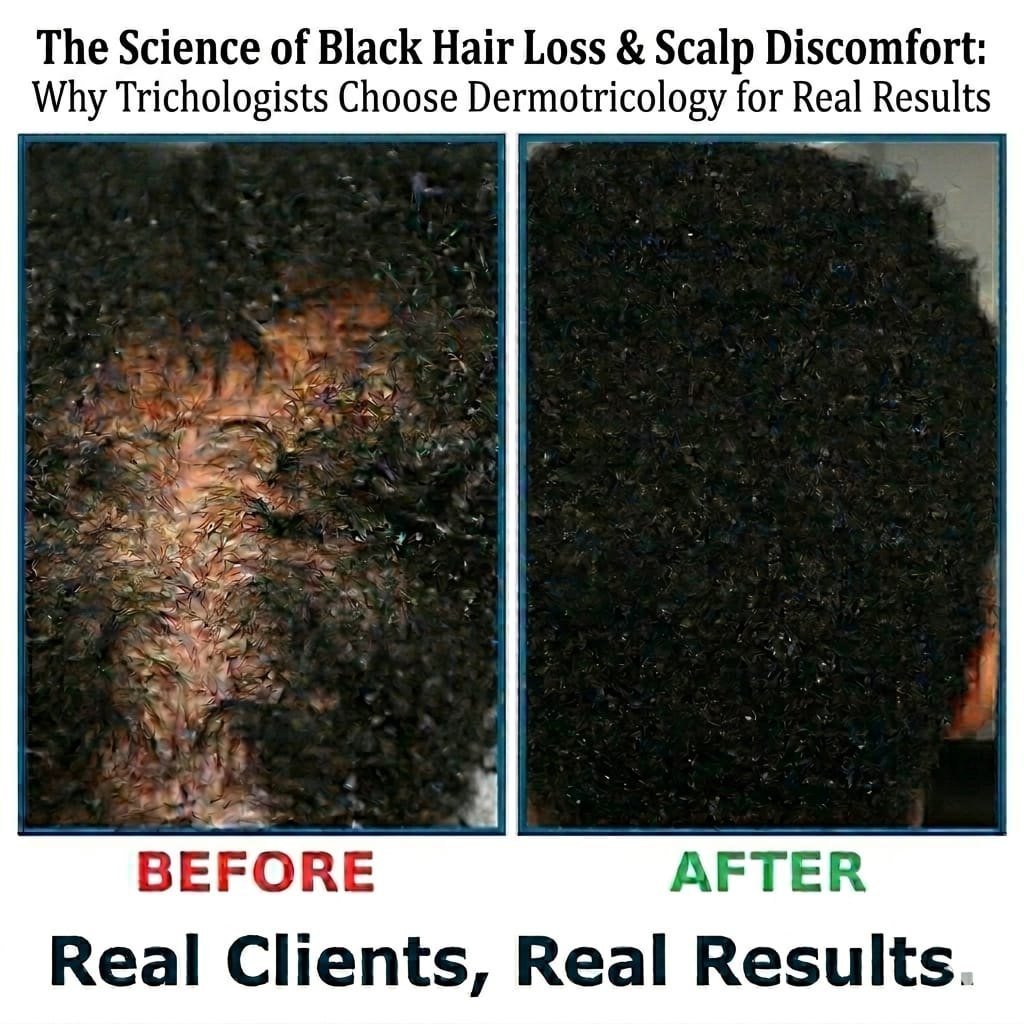 Client hair and scalp before-and-after comparison