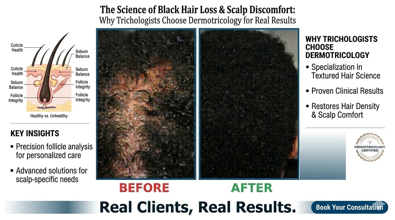 Dermo-Trichology educational before-and-after display